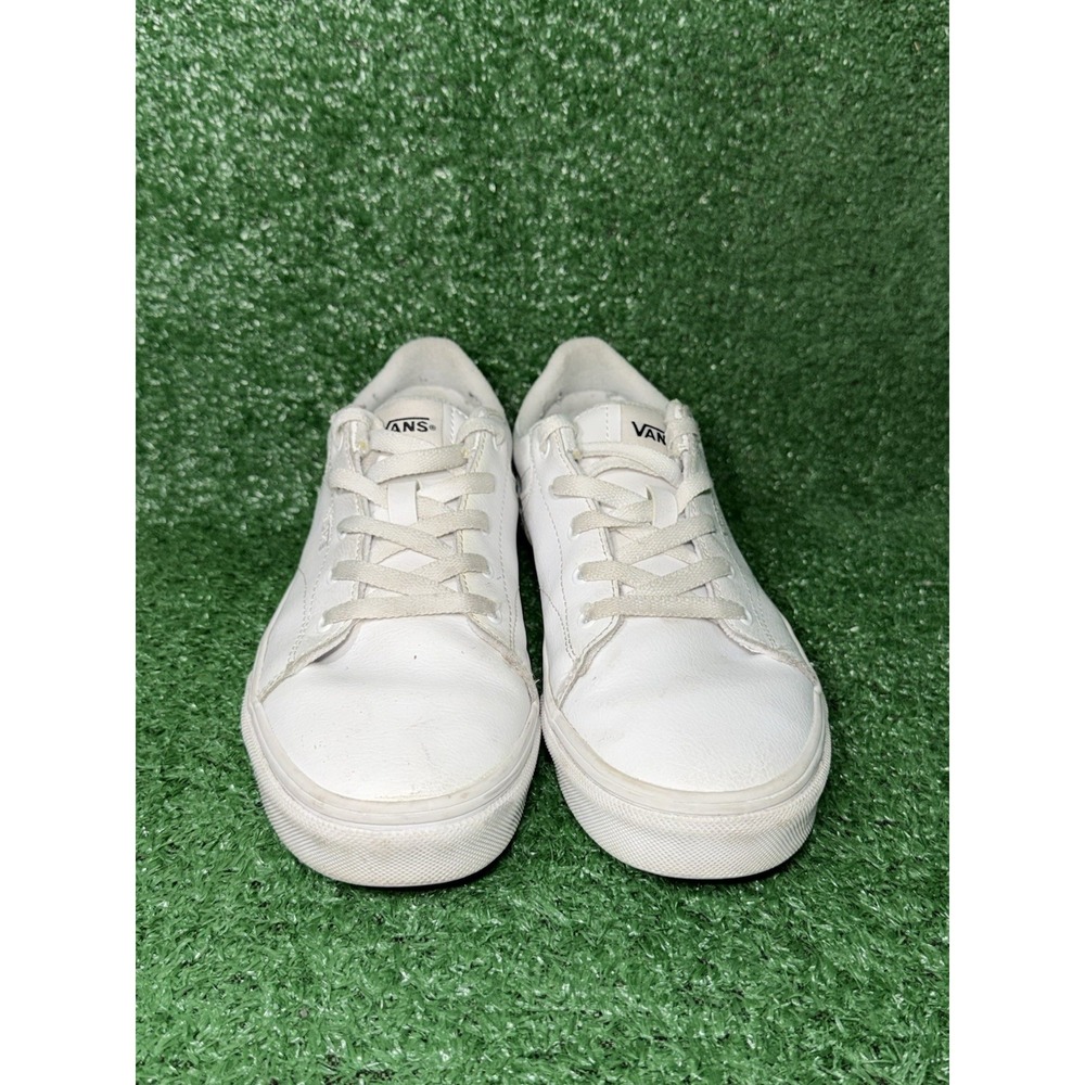 VANS Women Size 7.5 Old Skool White‎ Leather Daily Casual Shoes Skate Sneakers - Picture 5 of 10